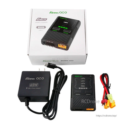 Gens ace iMars mini G-Tech USB-C smart charger kit with 65W USB-C power adapter and XT60 charge lead