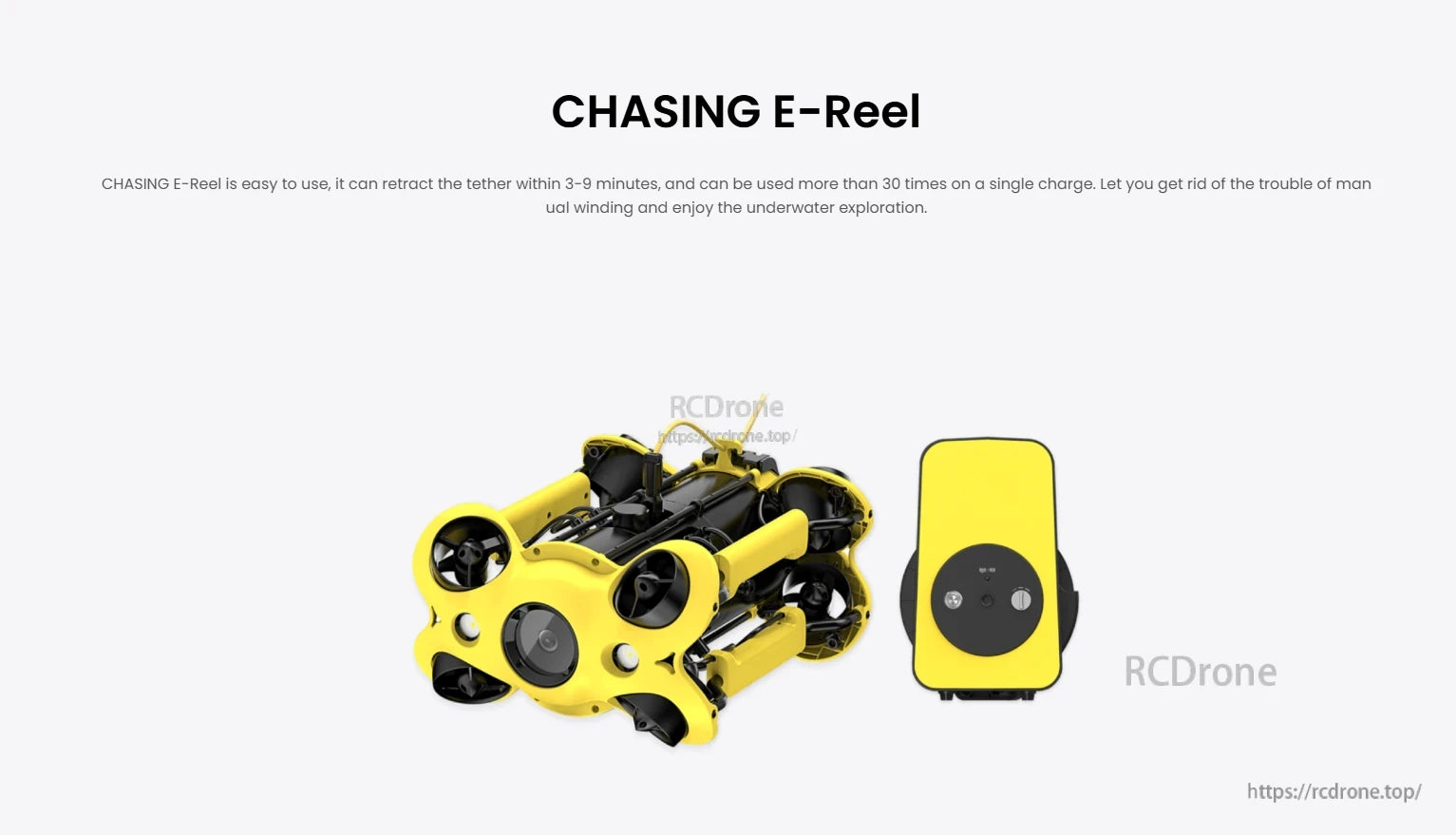 Gladuis Mini Reel, The CHASING E-Reel retracts its tether quickly and uses it many times on a single charge, making underwater exploration more enjoyable.