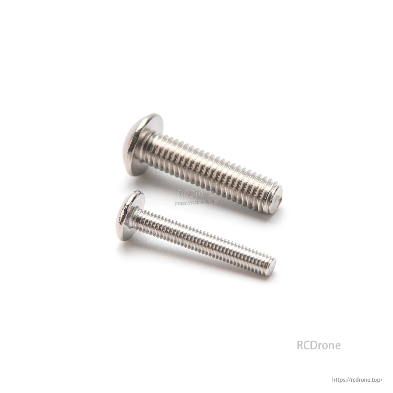 Two grade 12.9 dispensing screws shown in different lengths, low-profile button head with hex socket