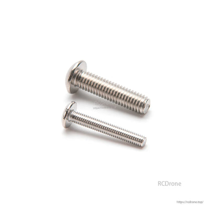 Two grade 12.9 dispensing screws shown in different lengths, low-profile button head with hex socket