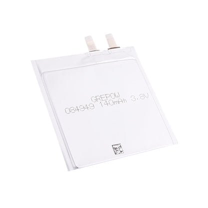 Grepow 0849049 3.8V 140mAh LiPo Battery, Grepow LiPo pouch battery labeled 140mAh 3.8V with dual solder tabs (model 084949)