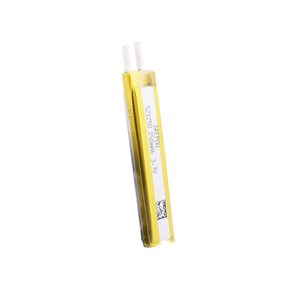 Grepow 3.7V 250mAh rectangular LiPo battery pack with yellow wrap and tab terminals, labeled 521250