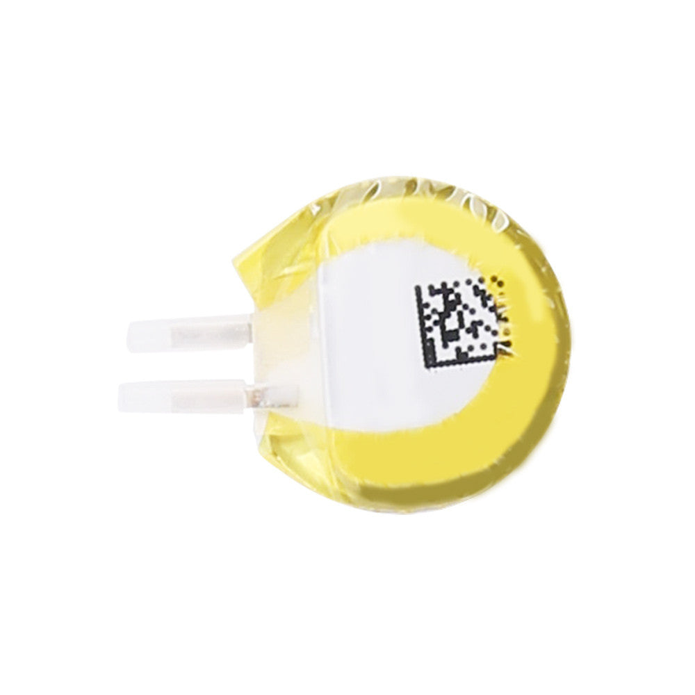 Grepow 5516015 3.7V 90mAh 1S1P LiPo Battery, Round Grepow LiPo battery cell with yellow protective wrap and two white connector leads