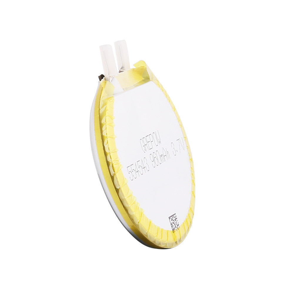 Grepow 3.7V LiPo round pouch battery pack 5545043 with yellow wrap and exposed tabs, marked 3.7V