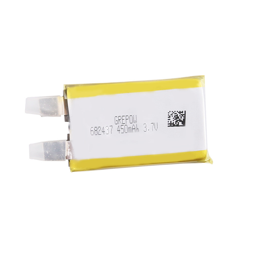 Grepow 6824037 LiPo Battery, Grepow 682437 LiPo battery pack labeled 450mAh 3.7V with two connector leads