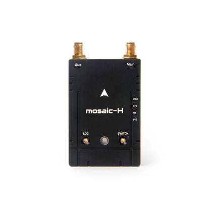 Holybro H-RTK Mosaic-H Dual-Antenna RTK GPS, Holybro H-RTK Mosaic-H dual-antenna RTK GPS for drones includes Septentrio receiver, IST8310 magnetometer, and ports: Aux, Main, PWR, RTK, FIX, EVT.