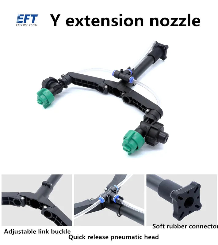 EFT Y Nozzle - extension rod Y type double nozzle agricultural spray drone spray system Y type double nozzle / X6 / X8 / X9 nozzle 10 EFT Y Nozzle, IeFT LTORI ILCH Y extension nozzle Soft rubber connecto Adjust