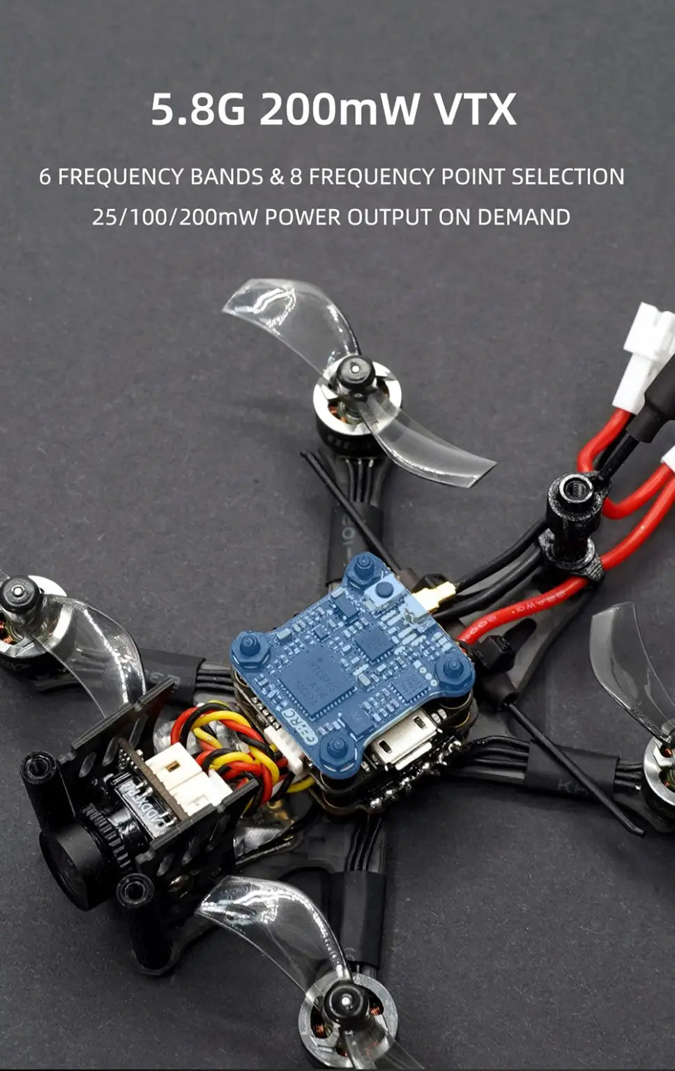 GEPRC SMART 16 Freestyle FPV Drone, 5.86 200mW VTX 6 FREQUENCY BANDS &