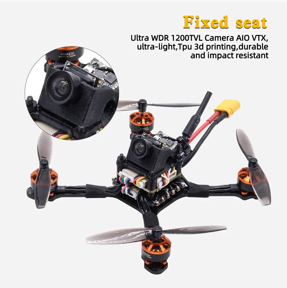 TCMMRC Racing Bee - 1104 8600kv Brushless motor Carbon fiber high-thrust racing drone 720TVL Camera fpv drone 2.5 Inch Fpv Racing Drone 22 TCMMRC Racing Bee, Sezl Ultra WDR 120OTVL Camera AIO VTX, ultra-