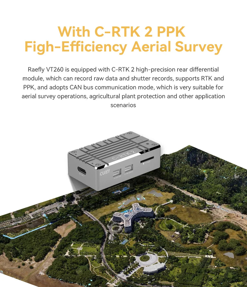 CUAV Raefly VT260 VTOL, Raefly VT260 is equipped with C-RTK 2 high-precision