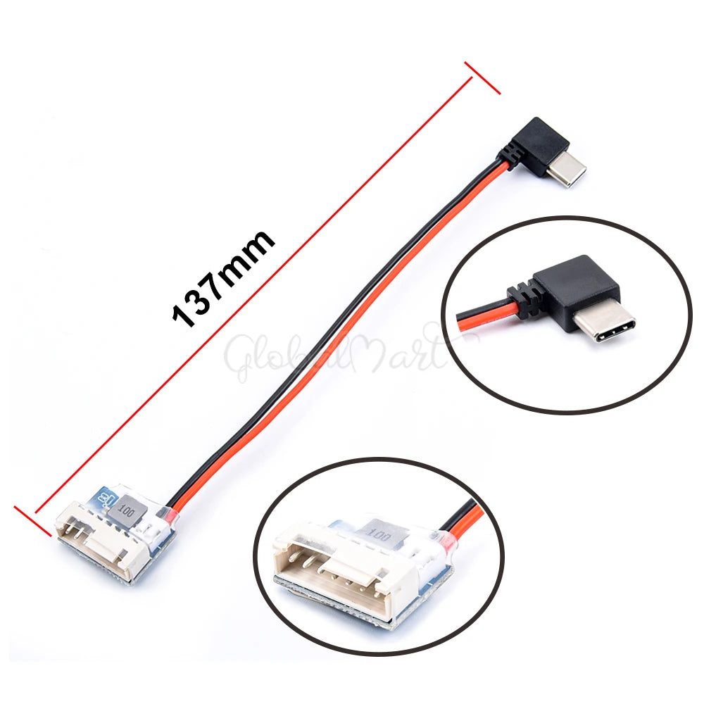 Type C to 5V Balance Plug Power Cable Charging Cable for GoPro Hero 6/7/8/9/10/11 for FPV RC Drone Part