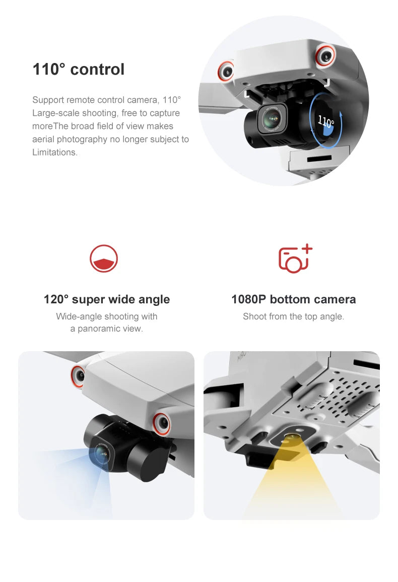 106 Pro GPS Drone - 4K HD Dual Camera Three-Axis Anti-Shake Gimbal 5G WIFI FPV Brushless Motor Foldable Quadcopter Gift Toy Professional Camera Drone 19 106 Pro GPS Drone, 1209 super wide angle 1080P bottom camera Wide-angle shooting