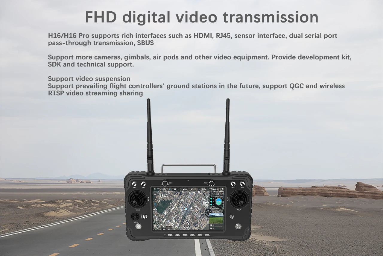 CUAV Black H16 HD 10km Video Transmission Telemetry, H16/H16 Pro supports rich interfaces such as HDMI; RJ4S,