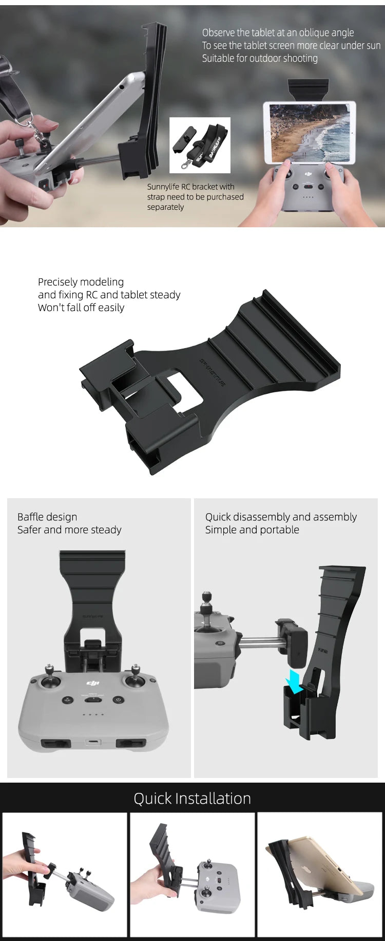 Suitable for outdoor shooting Sunnylife RC bracket with strap need to be purchased separately Preci