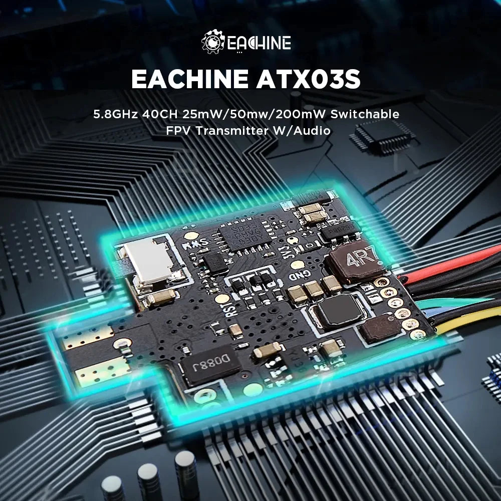 2PCS AKK Eachine AX03 VTX - 5.8GHz 40CH 25mW/50mw/200mW Switchable FPV Transmitter Smart Audio With Microphone for RC Drone 6 2PCS AKK Eachine AX03 VTX, EATYINE EACHINE ATXo3s 5.8GHz 40CH 25m