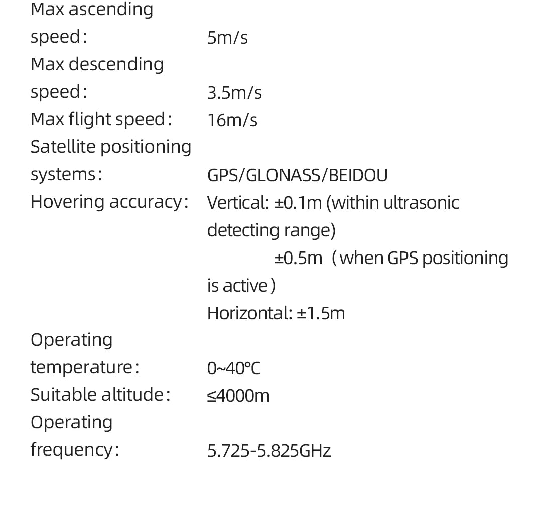 FIMI X8 Mini Drone, Suitable altitude: 40OOm Operating frequency: 5.725-5.8