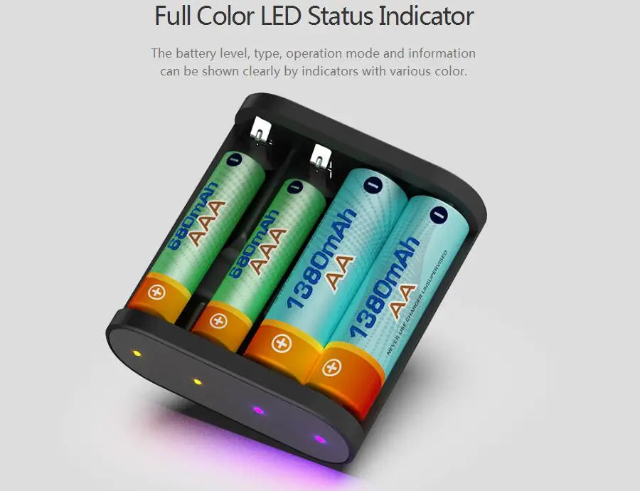 ISDT A4 Charger, Full Color LED Status Indicator The battery level, type, operation mode and information can be