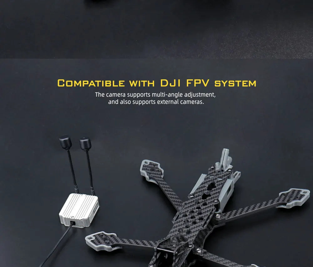 Avenger  5inch FPV frame Kit, camera supports multi-angle adjustment, and also supports external cameras . DJl FPV