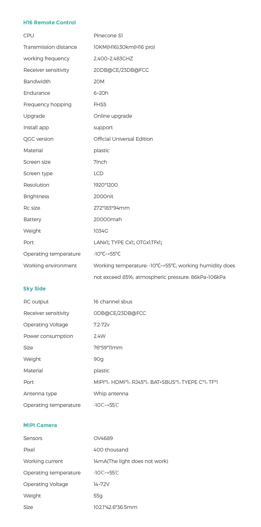 CUAV Black H16 HD 10km Video Transmission Telemetry, 2ODB@CE/Z3DB@FCC Bandwidth 2OM Endur