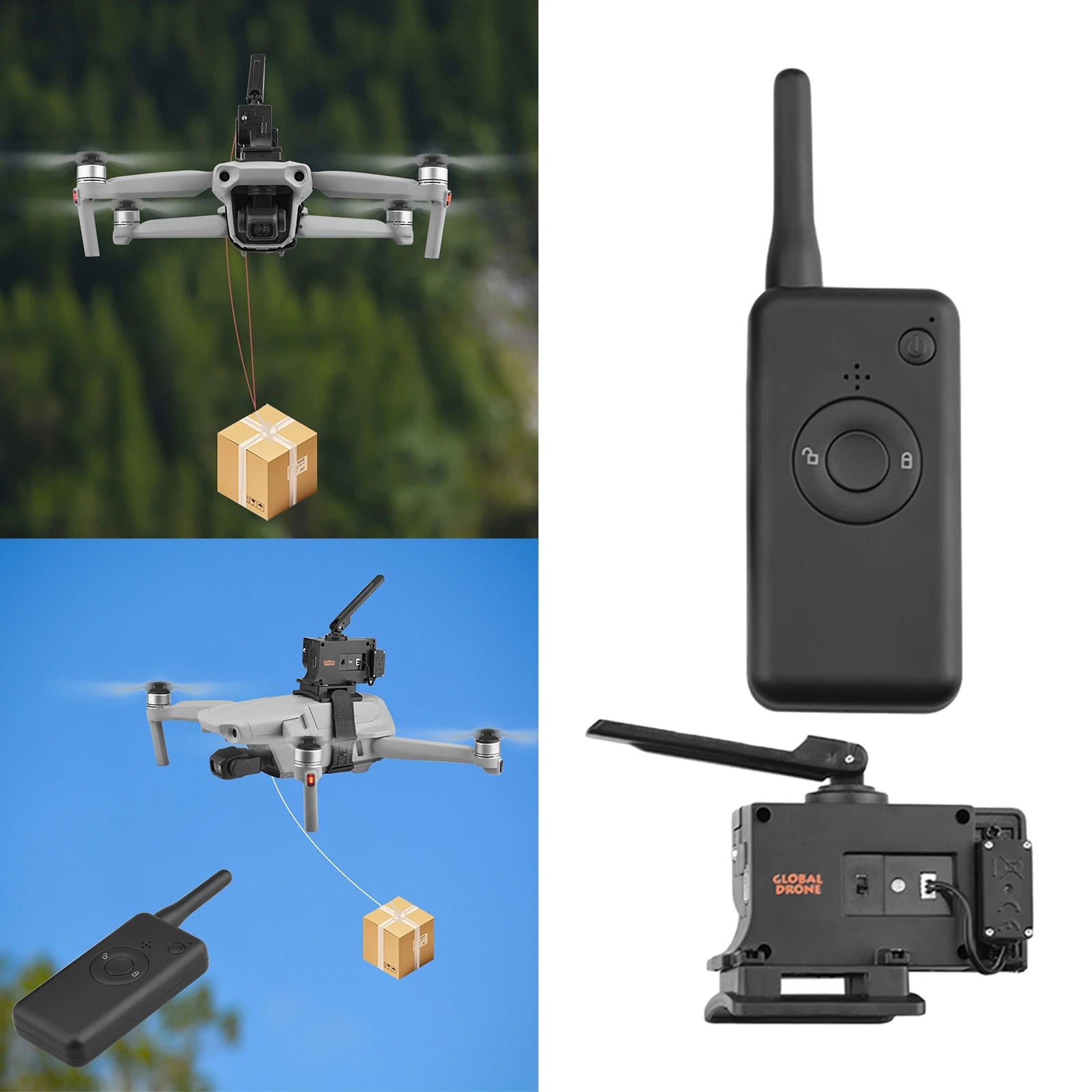 Air Drop Drone Thrower Release Device for DJI Mavic Mini 2 Phantom 3 4 Drone Drop Device Drone Thrower Release Device, the drone realizes long-distance transmission of items, Used for airdrop materials,