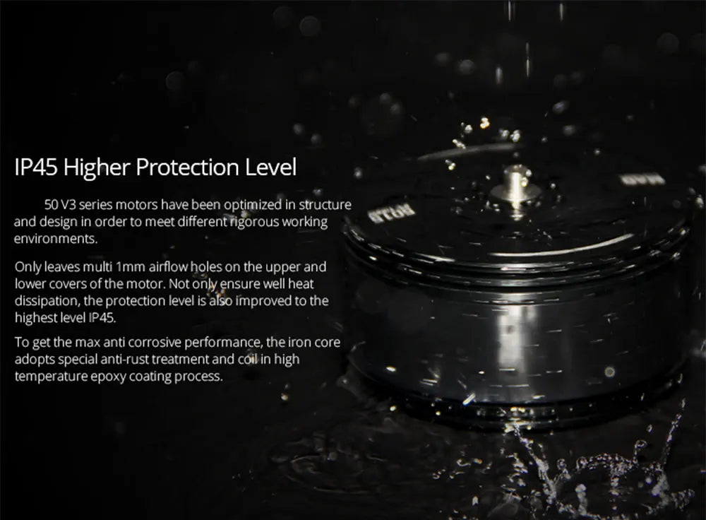 IP4S higher protection level 50V3 series motors have been optimized in structure and design