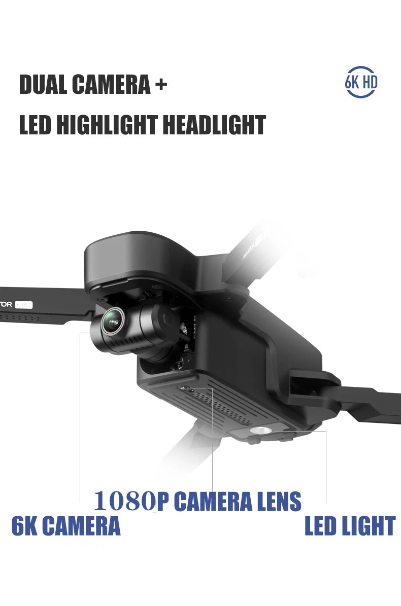 8811 Pro Drone, DUAL CAMERA + 6K HD LED HIGHLIGHT HEADLIGHT OR 
