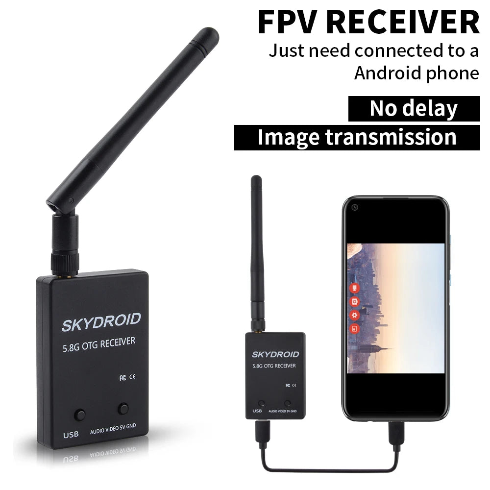 Skydroid UVC Single Control Receiver, Wireless video transmitter for Android phones with seamless video and audio connection via OTG.