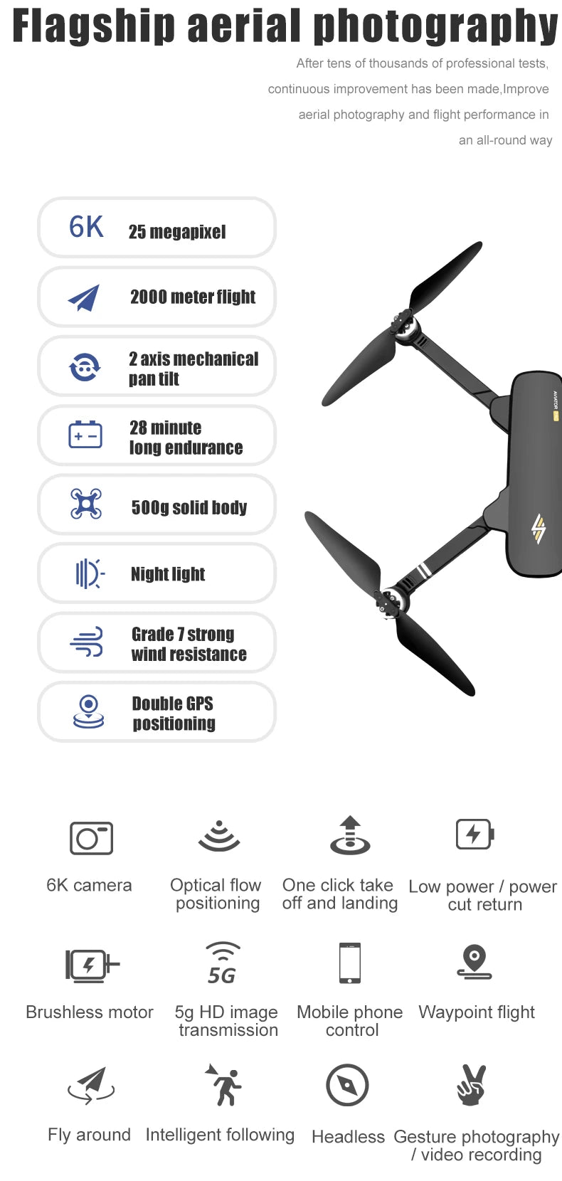 8811 Pro Drone With 32G/64 TF SD Card - 5G WIFI FPV RTR With 6K HD Camera 2-Axis Anti-Shake Self-Stabilizing Gimbal Dron Professional Camera Drone 24 8811 Pro Drone, Flagship aerial photography After tens of thousands of professional tests, continuous improvement has been made