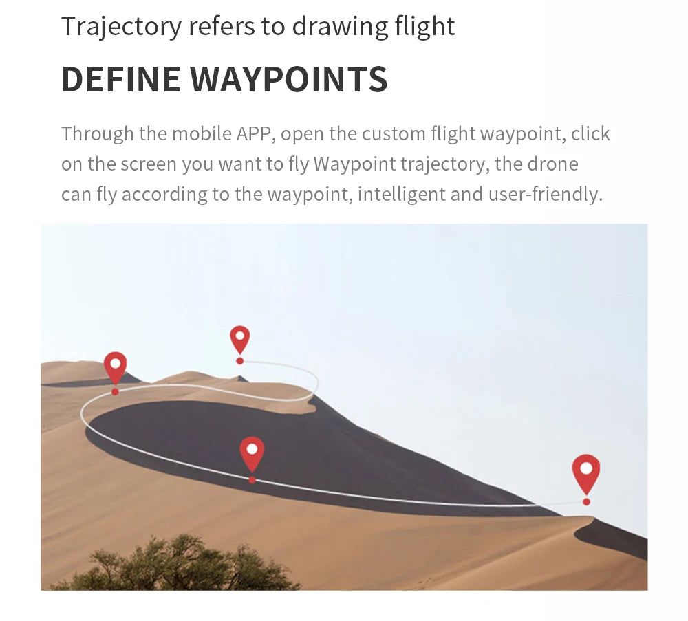 XYRC K3 Mini Drone, trajectory refers to drawing flight define waypoints through the mobile app