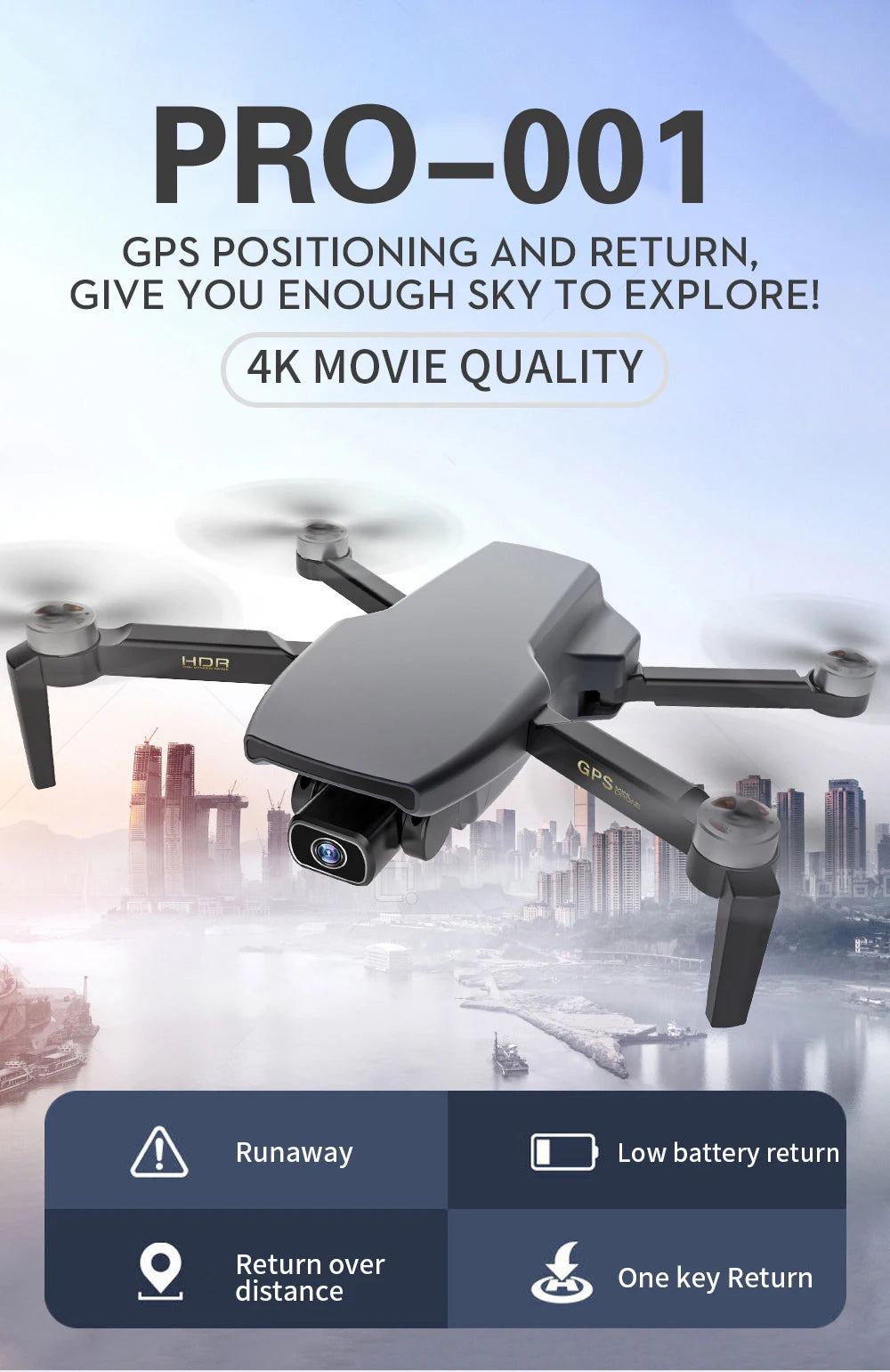 OTPRO GPS Drone, RC Quadcopter Professional Foldable He