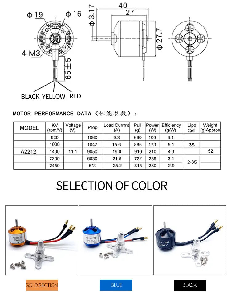 XXD A2212 930KV/1000KV/1400KV