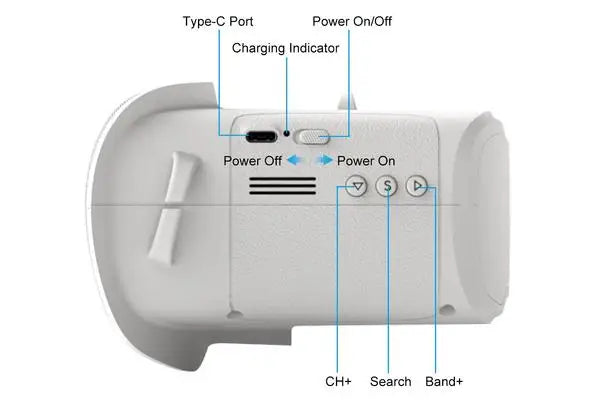 BETAFPV VR02 FPV Goggles - 4.3 inches 800*480px w/5.8GHz 40ch receiver for FPV racing or Model airplanes FPV Glasses 10 BETAFPV VR02 FPV Goggle, Type-C Port Power On/Off Charging Indicator Power Off Power On CH+
