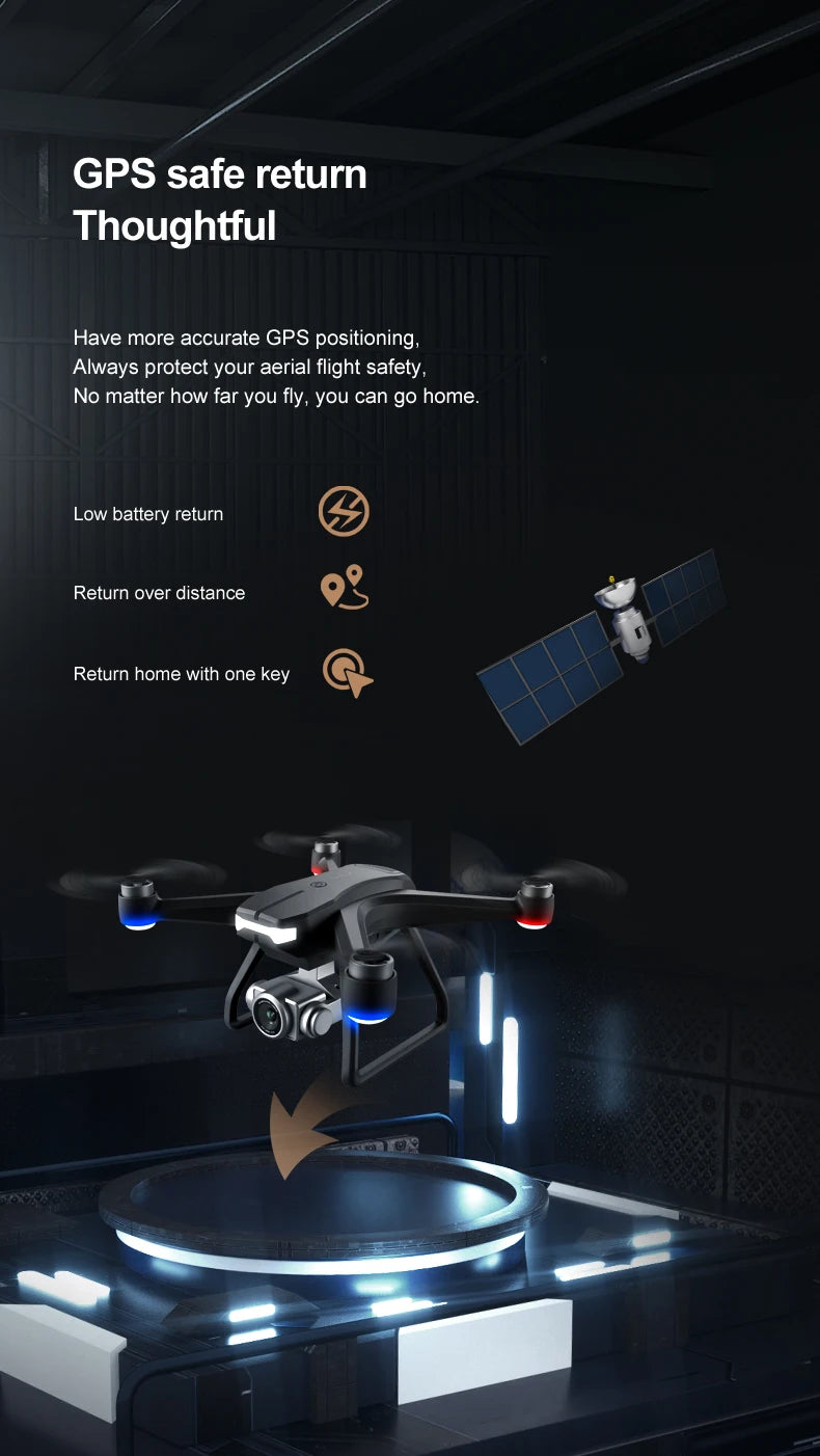 F11 PRO Drone - GPS 4K HD Dual HD Camera Professional WIFI FPV Aerial Photography Brushless Motor Quadcopter Dron Toys Professional Camera Drone 22 F11 PRO Drone, low battery return Low battery return Return over distance Return home with one key .