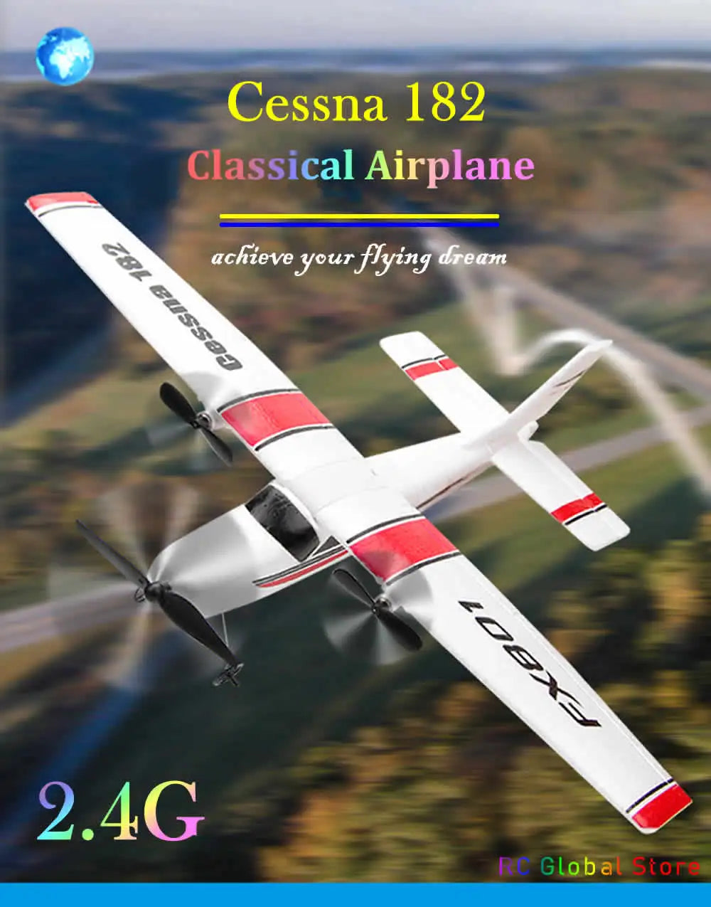 Beginner Electric Airplane, Cessna 182 Classical Airplane achieve your flying dream 2.4G F