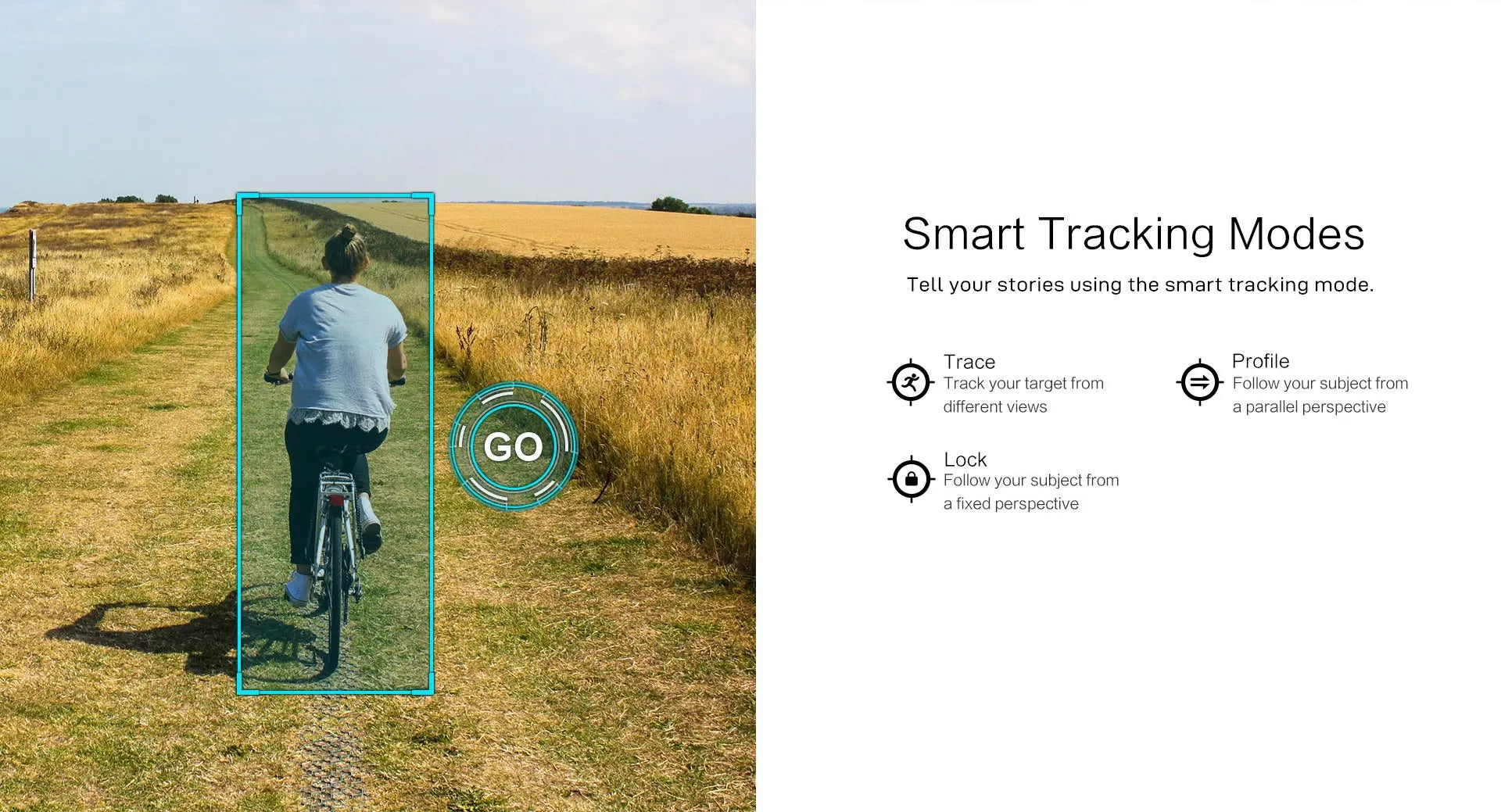 FIMI X8SE 2022 Drone, Smart Tracking Modes Tell your stories using the smart tracking mode: Trace Profile Track your