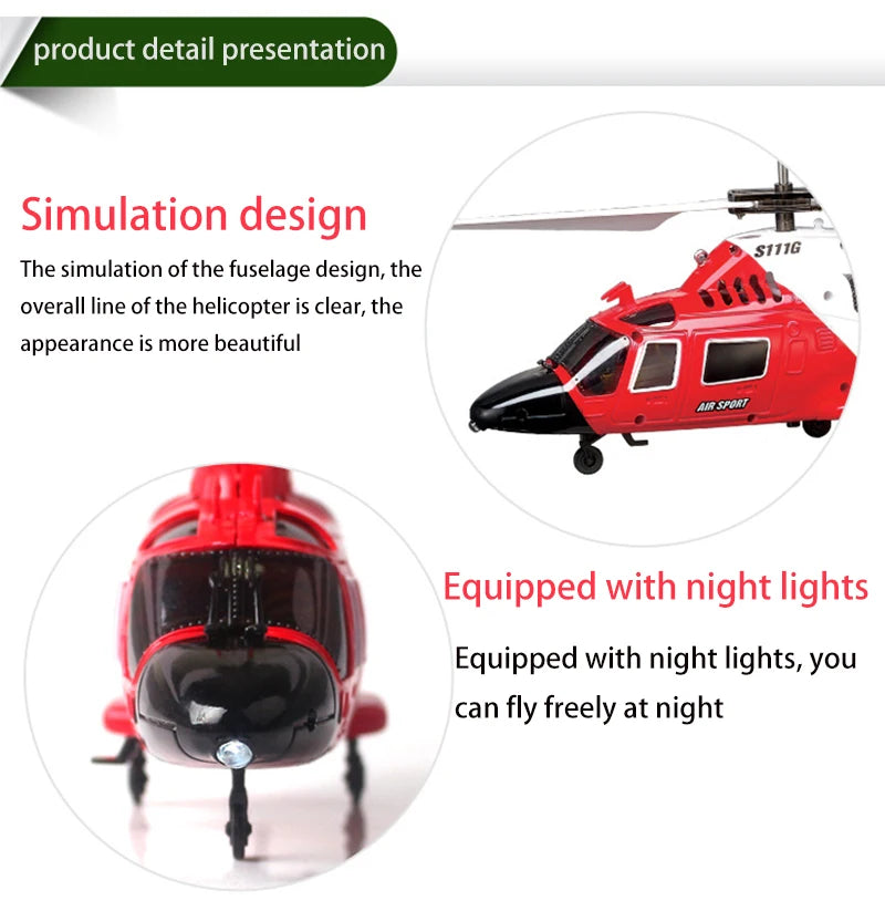 SYMA S111G/S109G Rc Helicopter, the overall line of the helicopter is clear, the appearance is more beautiful Equipped with night lights