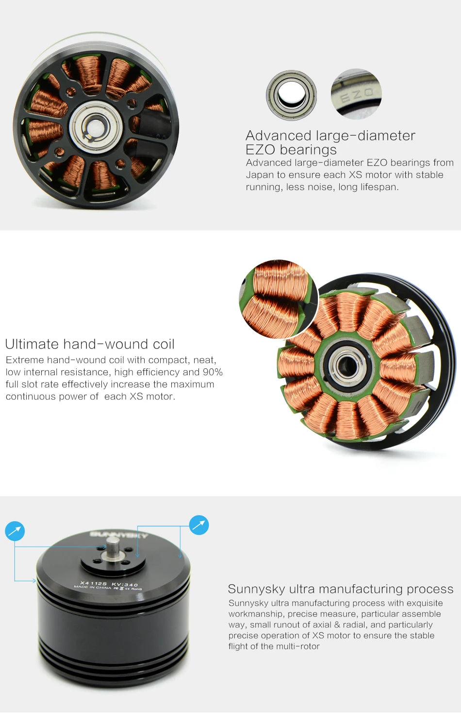 advanced large-diameter EZO bearings from Japan to ensure each X