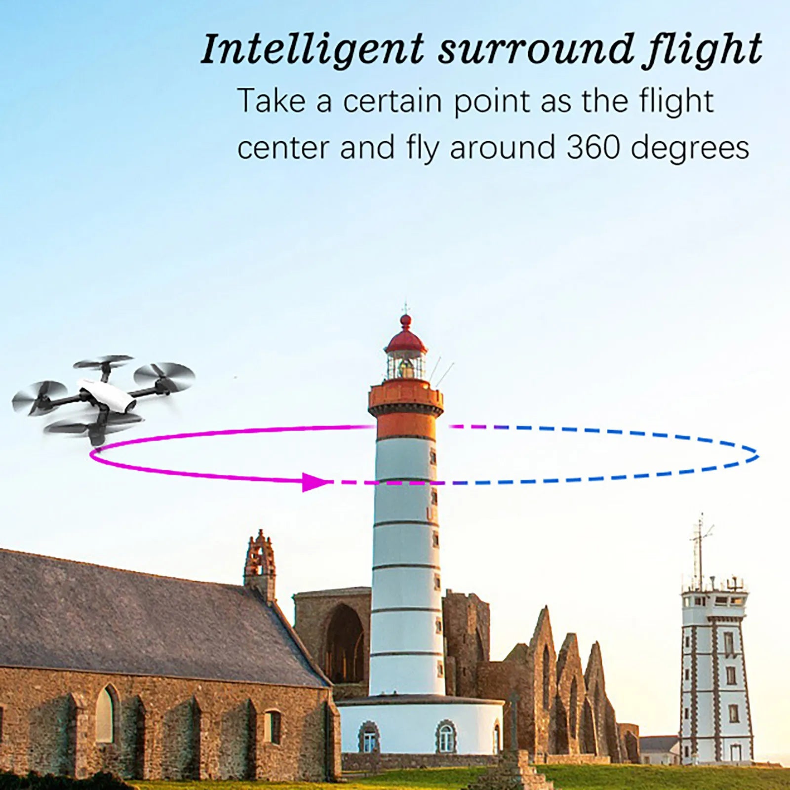 G05 Drone, intelligent surround flight Take a certain point as the flight center and around 360 degrees >