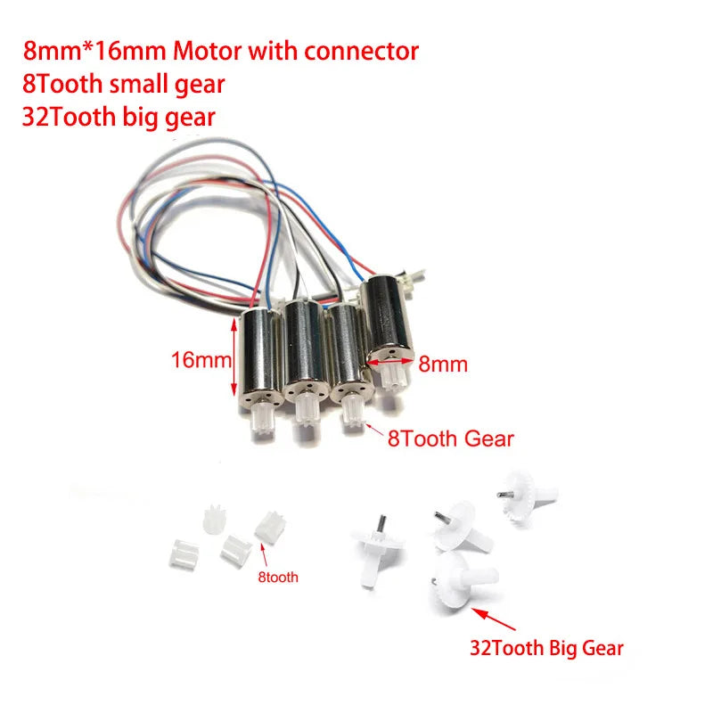 Engines Motor. 8mm*16mm Motor with connector 8Tooth small gear 32Tooth big gear 16