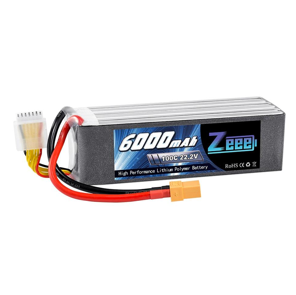 Zeee Lipo Battery 22.2V 6000mAh - 100C XT90 Plug 6S RC Lipo Battery for Drone Racing FPV Helicopter Car Boat Truck RC Battery Part