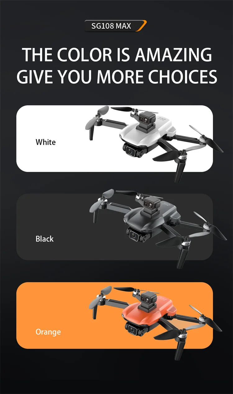SG108 MAX - 4K Mini Drone 2-Axis Gimbal Professional Camera 5G WIFI FPV Dron Brushless 1.2km Rc Quadcopter 25 sg108 max the color is amazing give you more choices white