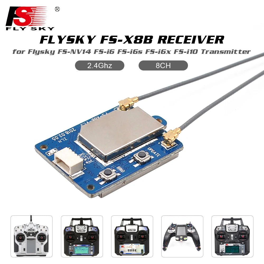 Flysky FS-X8B 8CH 2.4G Receiver - 4.0-8.4V PPM/i-BUS AFHDS 2A GFSK FHSS Receiver Compatible With FS-NV14 FS-i6 FS-i6s FS-i6x FS-i8 FS-i10 13 Flysky FS-X8B 8CH 2.4G Receiver, 3 FlY sky FLYSKY FS-XBB RECEIVER for Fly