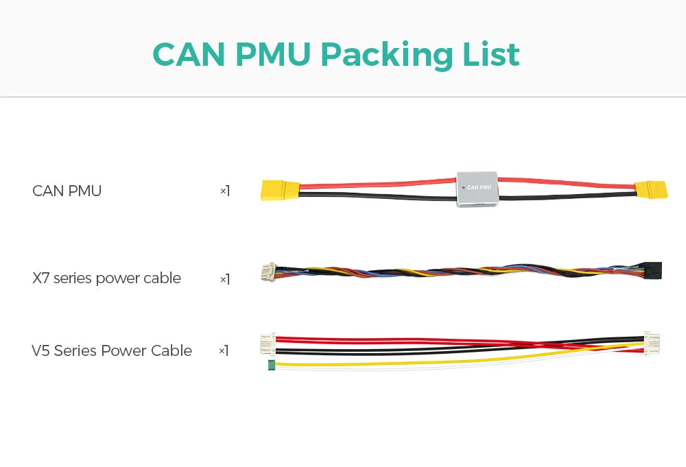 CUAV New PIX CAN PMU, Packing List Gne CAN PMU X7 series power cable VS Series