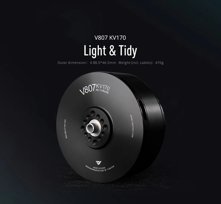 T-motor V807 KV170 Brushless Motor - Light Tidy motor MAX Power 6800W for Drone UAV Rotor Helicopter 6 T-motor, adeicHNA V8OZKVI Fec€eRoh