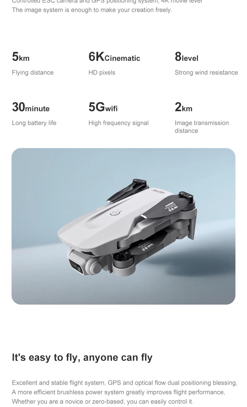 4DRC F8 Drone, the image system is enough to make your creation freely 5km 6k