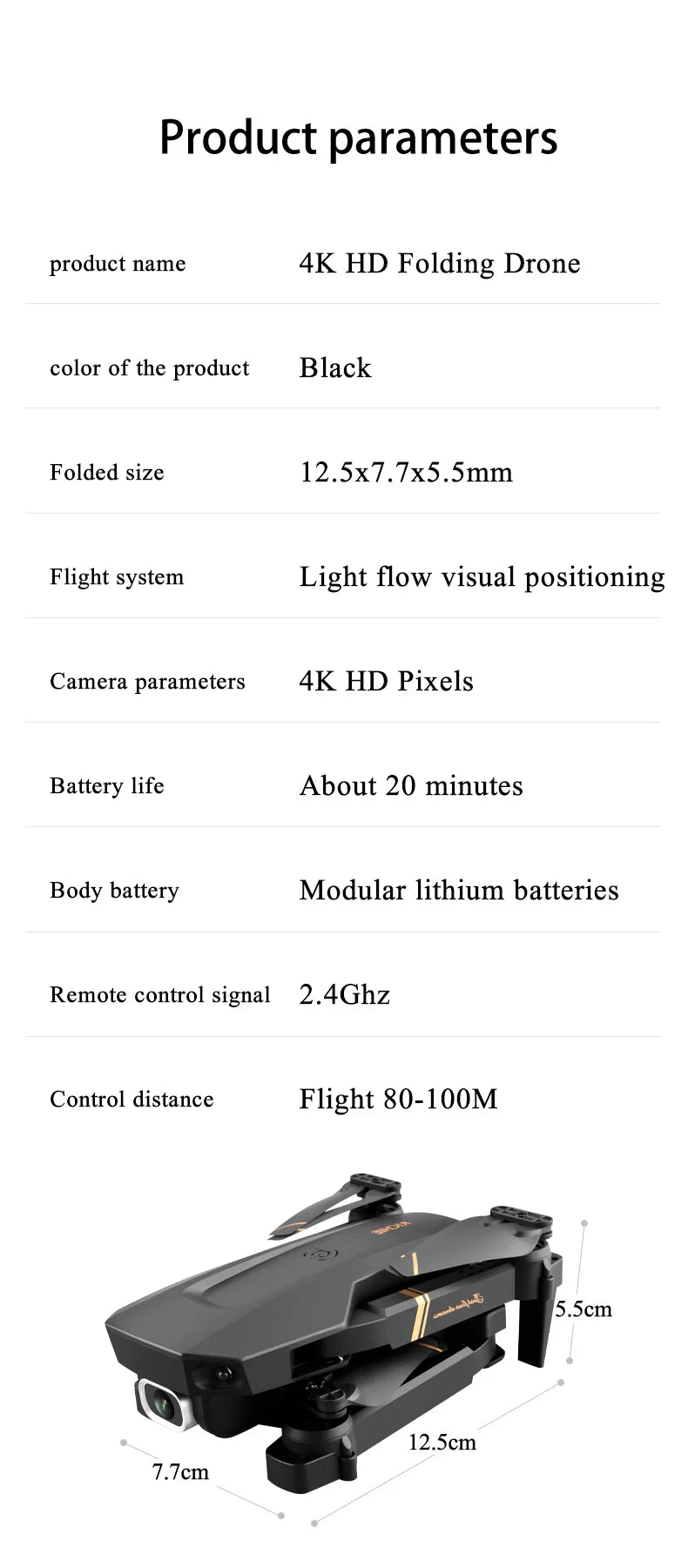 4DRC V4 Drone, product parameters product name 4k hd folding drone color of the