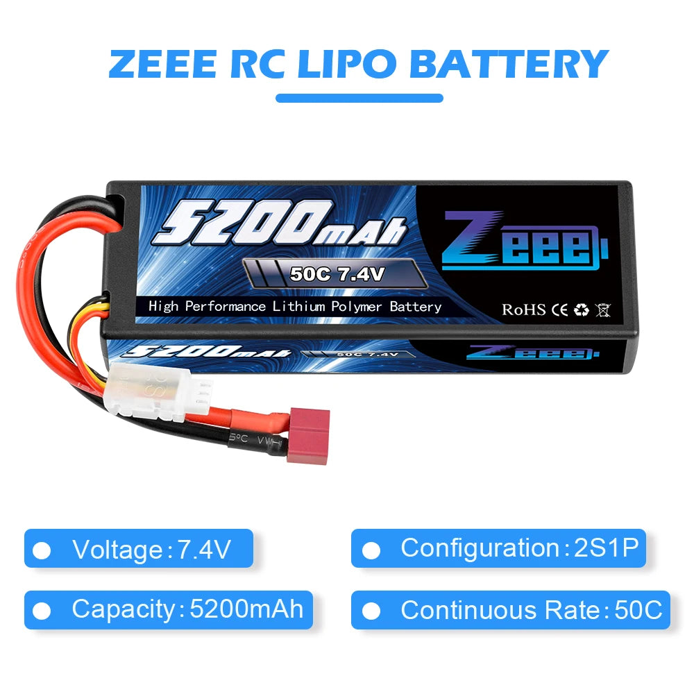 1/2units Zeee 5200mAh 7.4V 50C Lipo Batteries, Ezobmar BEB 50c 7.4V High Performance Lithium Polymer