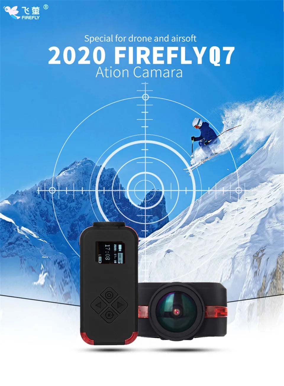 Hawkeye Firefly Q7 Action Camera - 1080P 30FPS WIFI SONY IMX332 0.66inch OLED 10m WiFi for FPV Drone Wargame Live CS Rail Recorder 10 Hawkeye Firefly Q7 Action Camera, 72 firefly Special for drone and airsoft 2020 FIREFLYQ7 Ation