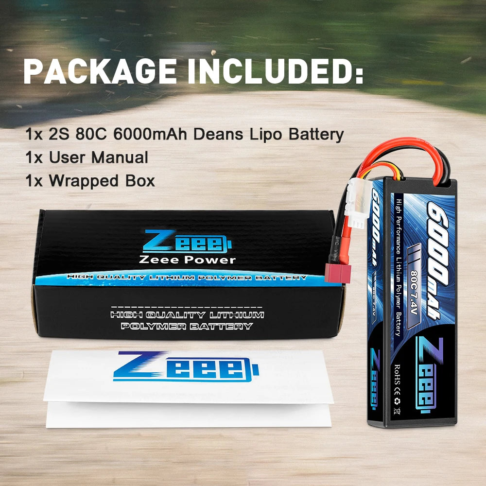 Zeee 2S 6000mAh 7.4V 80C Lipo Battery, Zeee 2S 6000mAh 7.