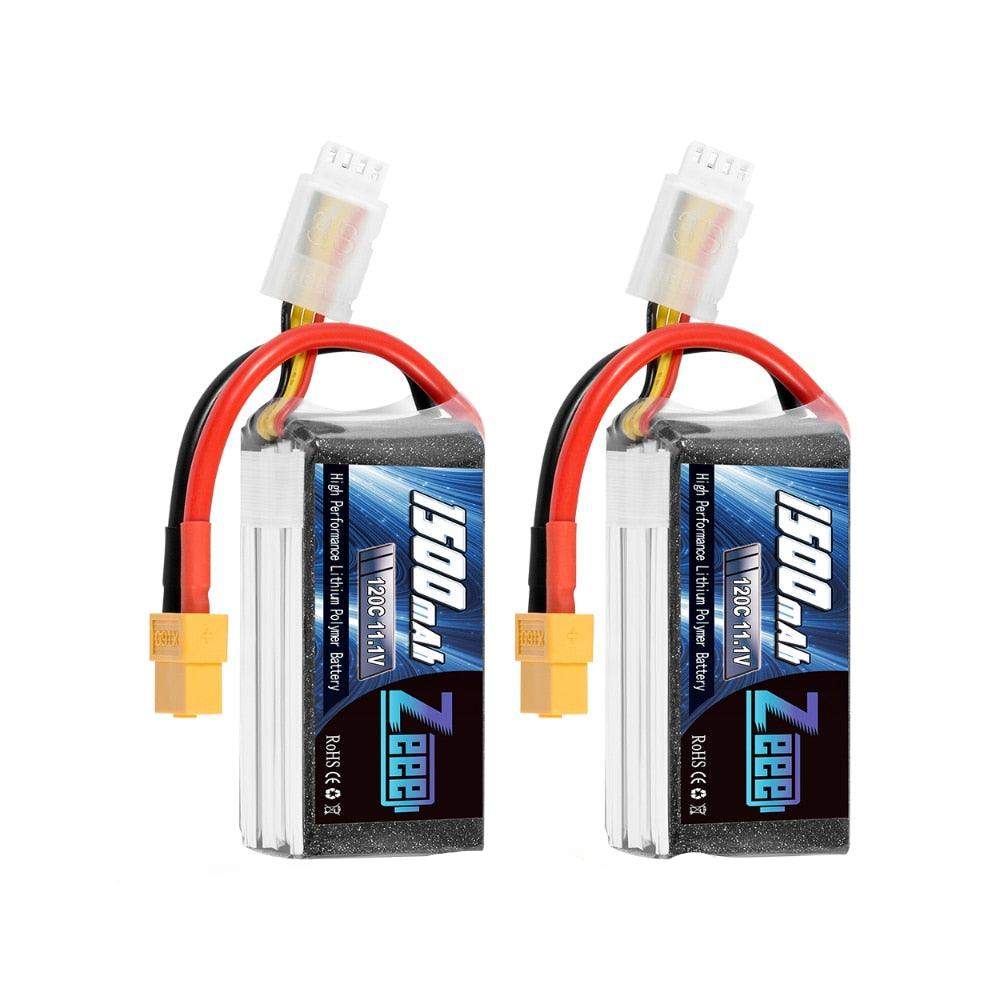 2 одиниці Zeee Lipo Battery 11.1V 1500mAh 3S 120C Softcase Graphene RC Lipo Battery with XT60 Plug for FPV Racing Drone Helicopter